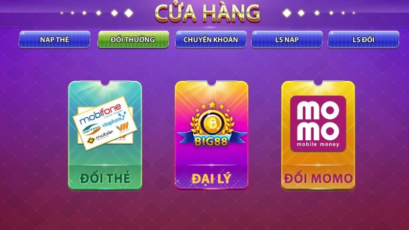 Giao dịch đa kênh giúp người chơi nạp/đổi thưởng thuận lợi